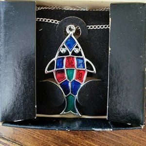 NIB Sarah Coventry Jewelfish Enamel Fish Necklace